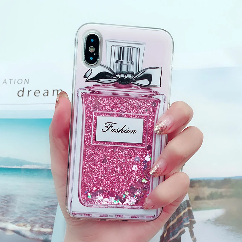 

Liquid Quicksand Cover For iPhone XR X XS Max Case For iPhone 5S SE 6 6s 7 8 Plus Glitter Milk Bottle Ins Pattern Soft TPU Case