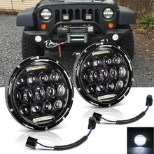 Feux de circulation pour voitures rondes, feux de croisement et de route pour Jeep Jk TJ Lada 4x4 urban Niva, 75W 7 ''H4 H13, 2 pièces