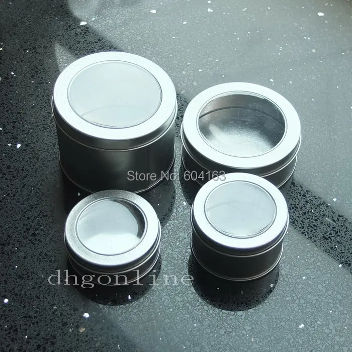 

5 pcs Storage Case Container Round Tinplate Iron Tin Small Box Clear View Tins