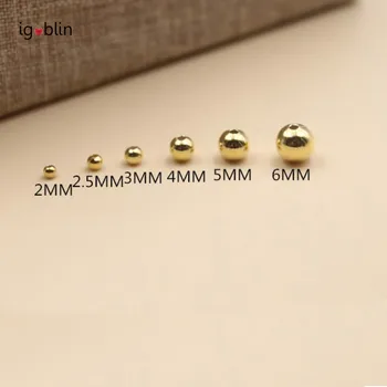 

S925 100% Pure Silver DIY Bracelet Jewelry Basic Material Small Hole Gold Color Simple Round Shape Divide Location Bead i003G