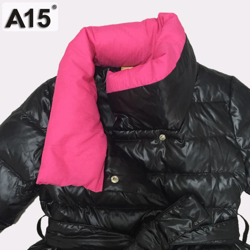 A15 куртки для девочек зима г. Элегантная длинная теплая куртка-пуховик для девочек, детская верхняя одежда, куртки, пальто Одежда для больших девочек 10 14