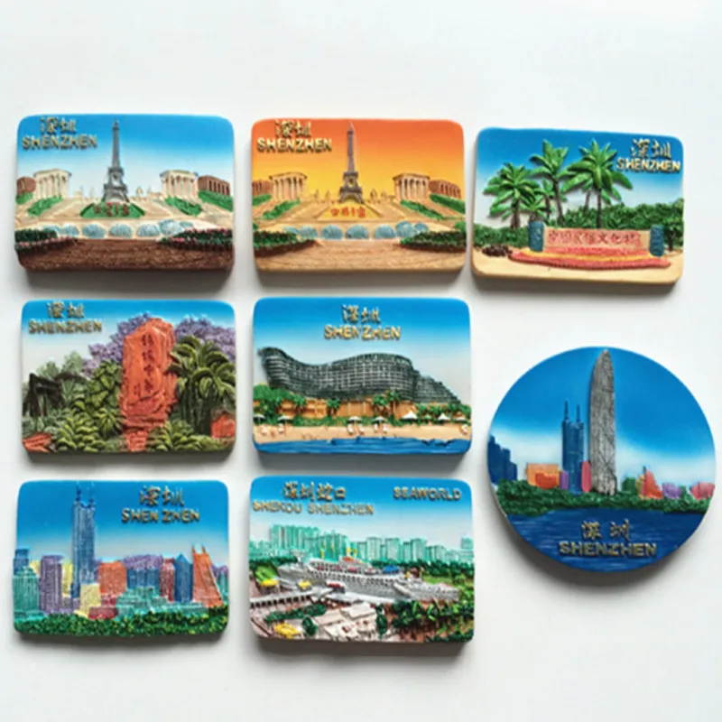 

1 Pc Popular cute China Souvenirs Shenzhen 3D Resin Fridge Magnets Handmade Refrigerator Posted Stickers Home Decor gift