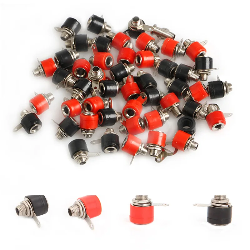 

50pcs 4mm Banana Panel Socket Test Probe Binding Post Nut Plug Jack Connector