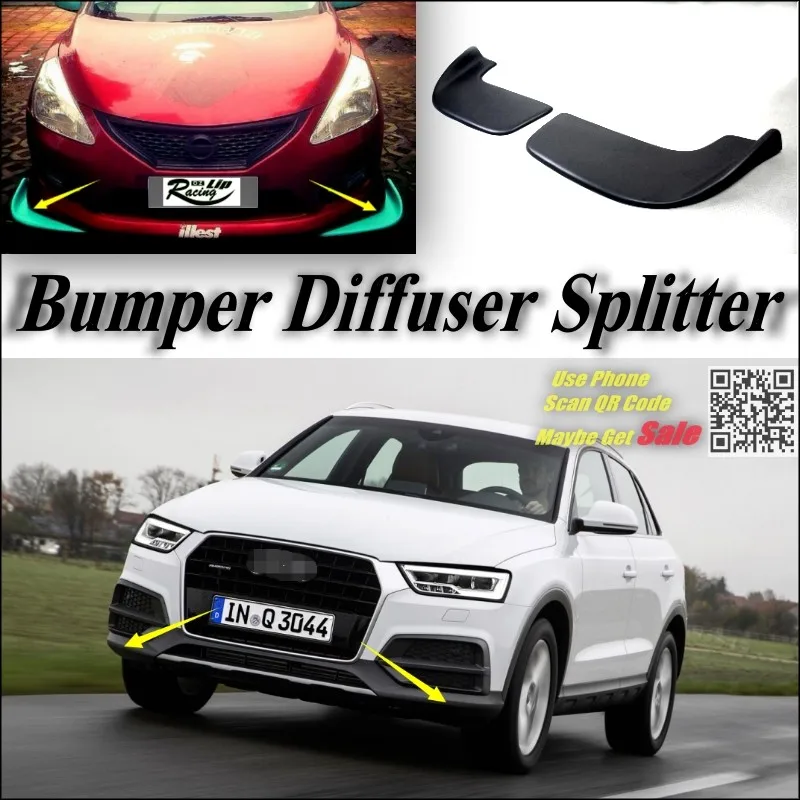 Car Splitter Diffuser Bumper Canard Lip For Audi Q3 SQ3 Tuning Body Kit  Front Deflector Car Fin Chin Reduce Body Tune Look