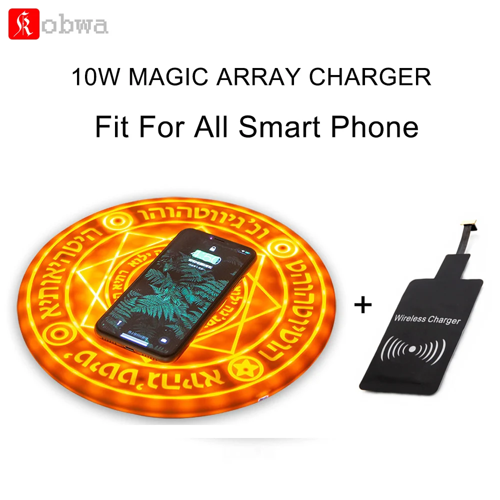 

Glowing Magic Array Wireless Charger Universal 10W Fast Charger Change Stand pad for iPhone Samsung Huawei With Charger Receiver