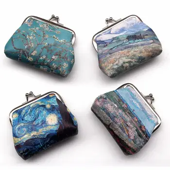 

2019 New Vintage Women Printing Coin Purses Girl Hasp Zero Wallet Ladies Clutch Change Purse Female Mini Money Bag PU Leather