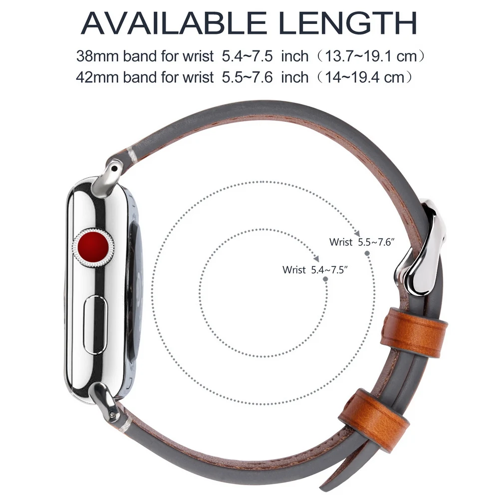 6 цветов Apple Watch Band 44 мм 40 мм 42 мм 38 мм, кожаный ремешок для часов аксессуары для часов Apple Watch Series 1/2/3/4/5