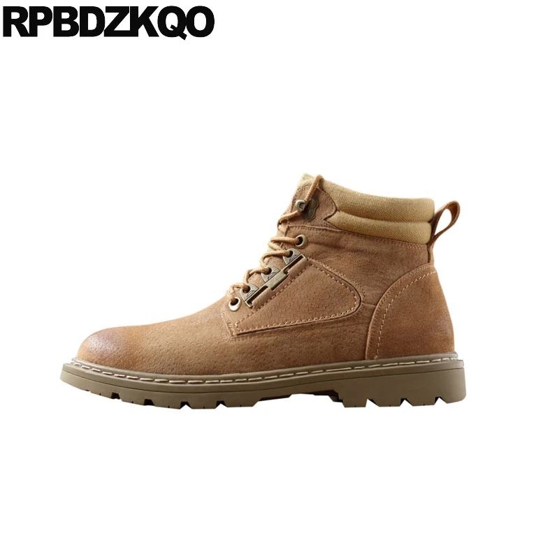 

comfortable army fall lace up 2018 men designer black military autumn shoes booties retro combat boots brown suede british style