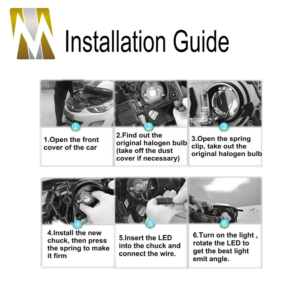 Car Lights Bulbs LED 12V H1 H3 H4 H7 H8 H9 H11 H13 HB1 HB2 HB3 HB4 HB5 880 881 9003 9004 9005 9006 9007 9008 Auto Headlights Kit (5)
