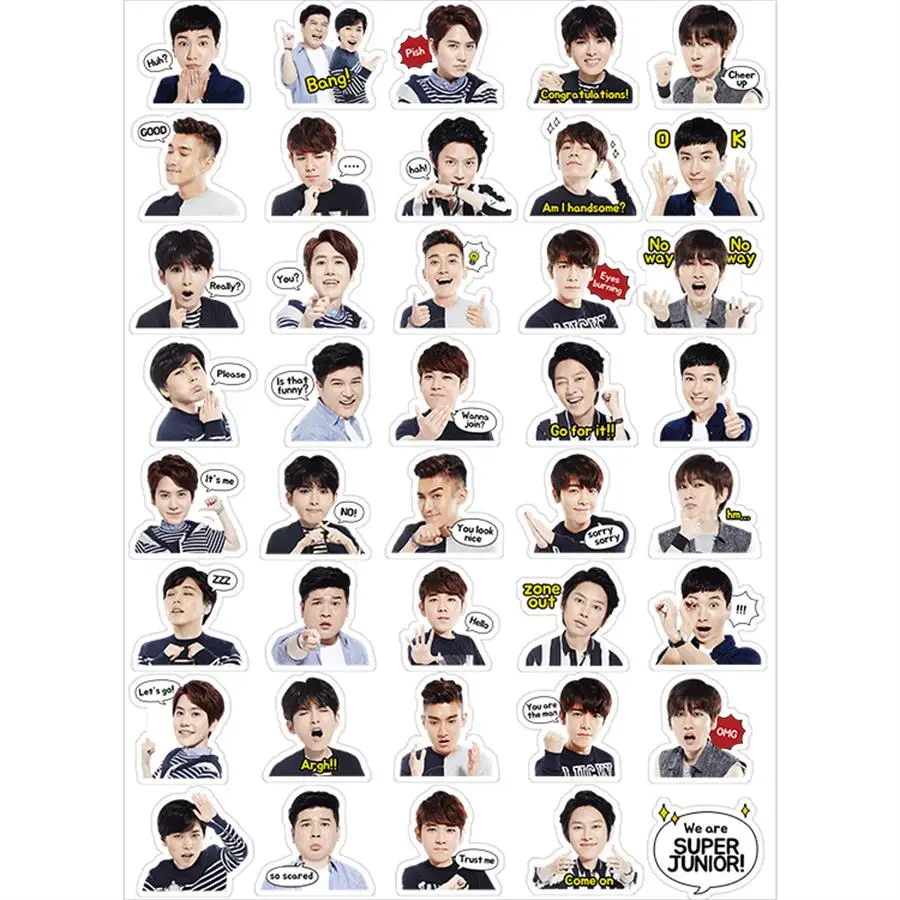 

Kpop Super Junior Expression PVC Photo Sticker for Mobile Phone Guitar Notebook Loptop Luggage DIY Stickers