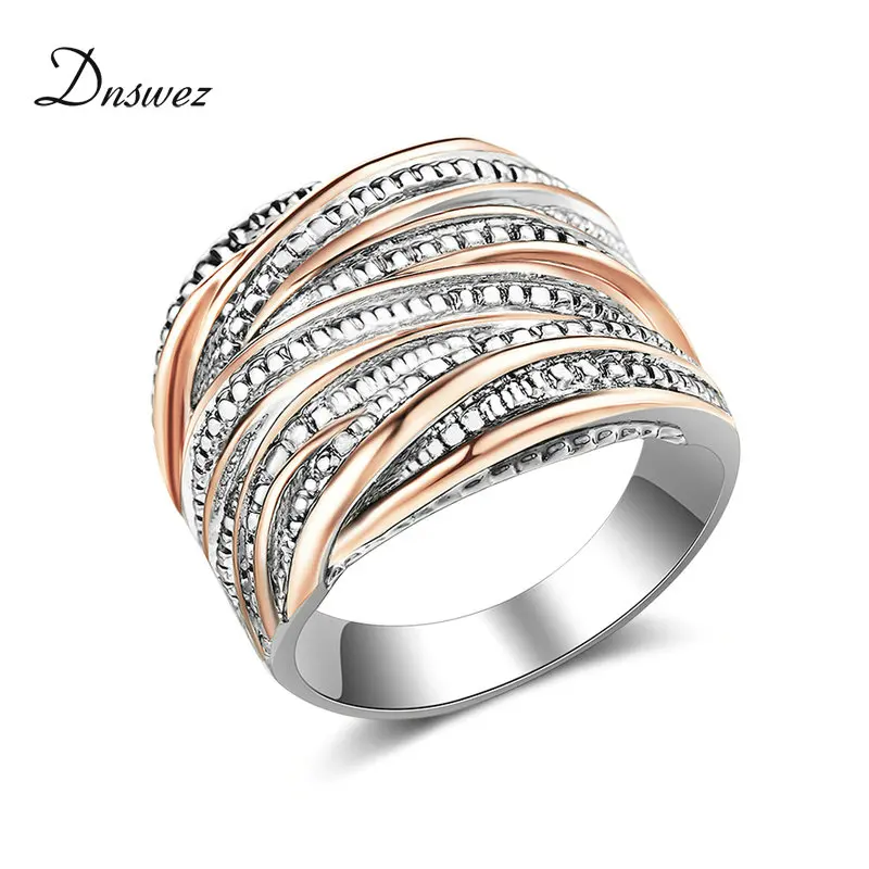 

Dnswez Vintage Interwined Two Tone Antique Design Ring Fashion Jewelry Elegant Rose Gold Rings for Women Men Unisex Gift R2099