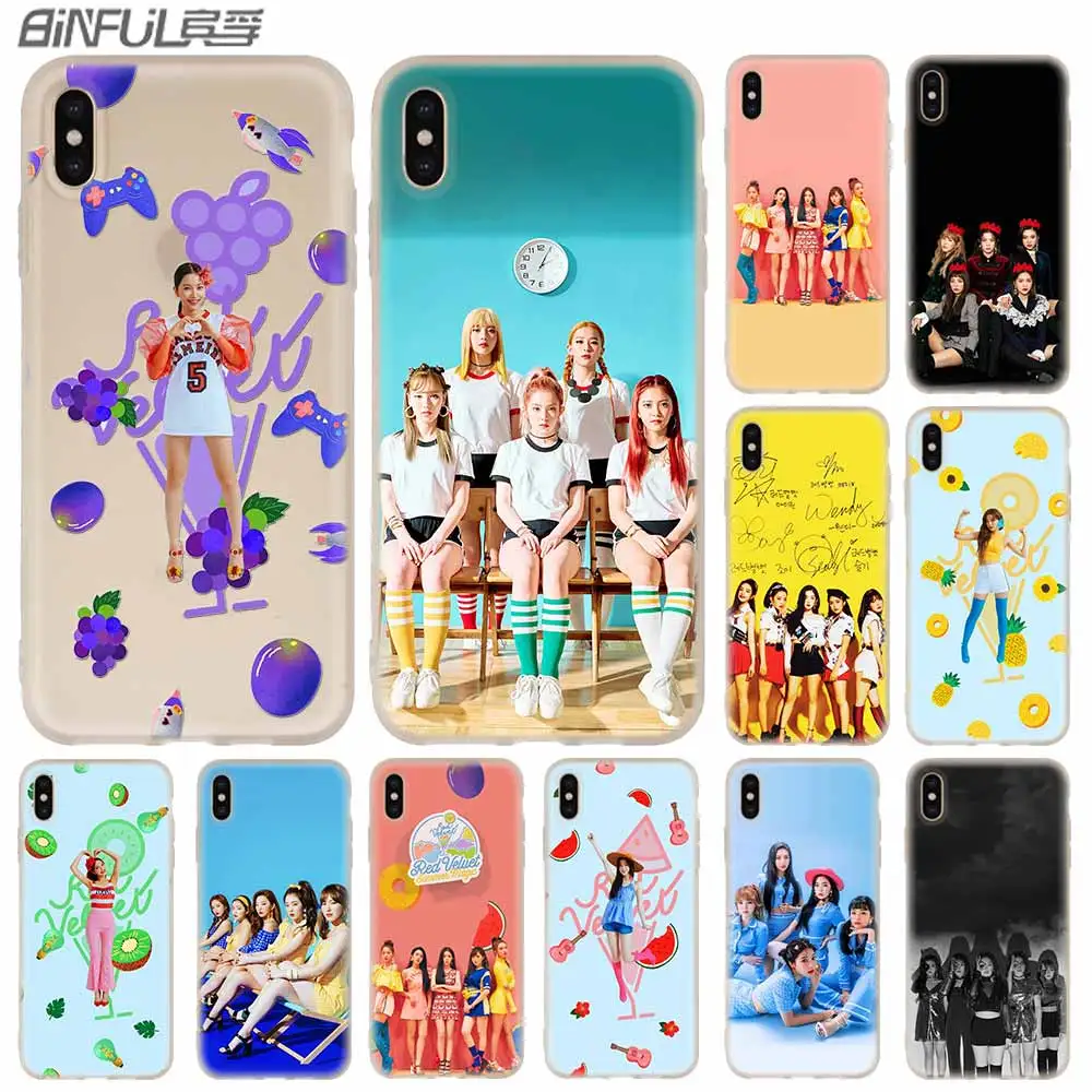 

Cases Silicone soft Cover for iPhone 11 Pro X XS Max XR 6 6S 7 8 Plus 5 4S SE Red Velvet music kpop