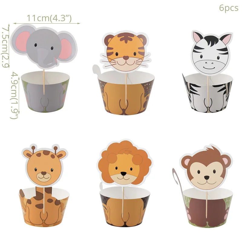 24 Pezzi Cake Topper A Tema Giungla - Decorazioni Per Torte Con Animali (Elefante, Zebra, Giraffa) Per Compleanni Bambini E Baby Shower