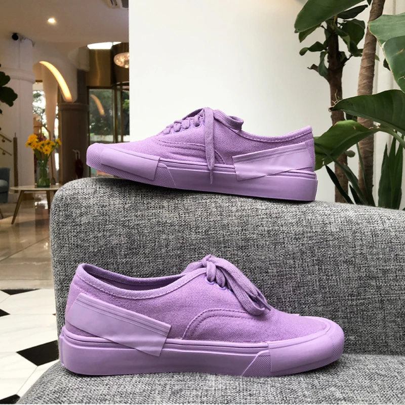 

2018 summer new canvas shoes women's fashion wild casual shoes simple thick purple shoes tide.