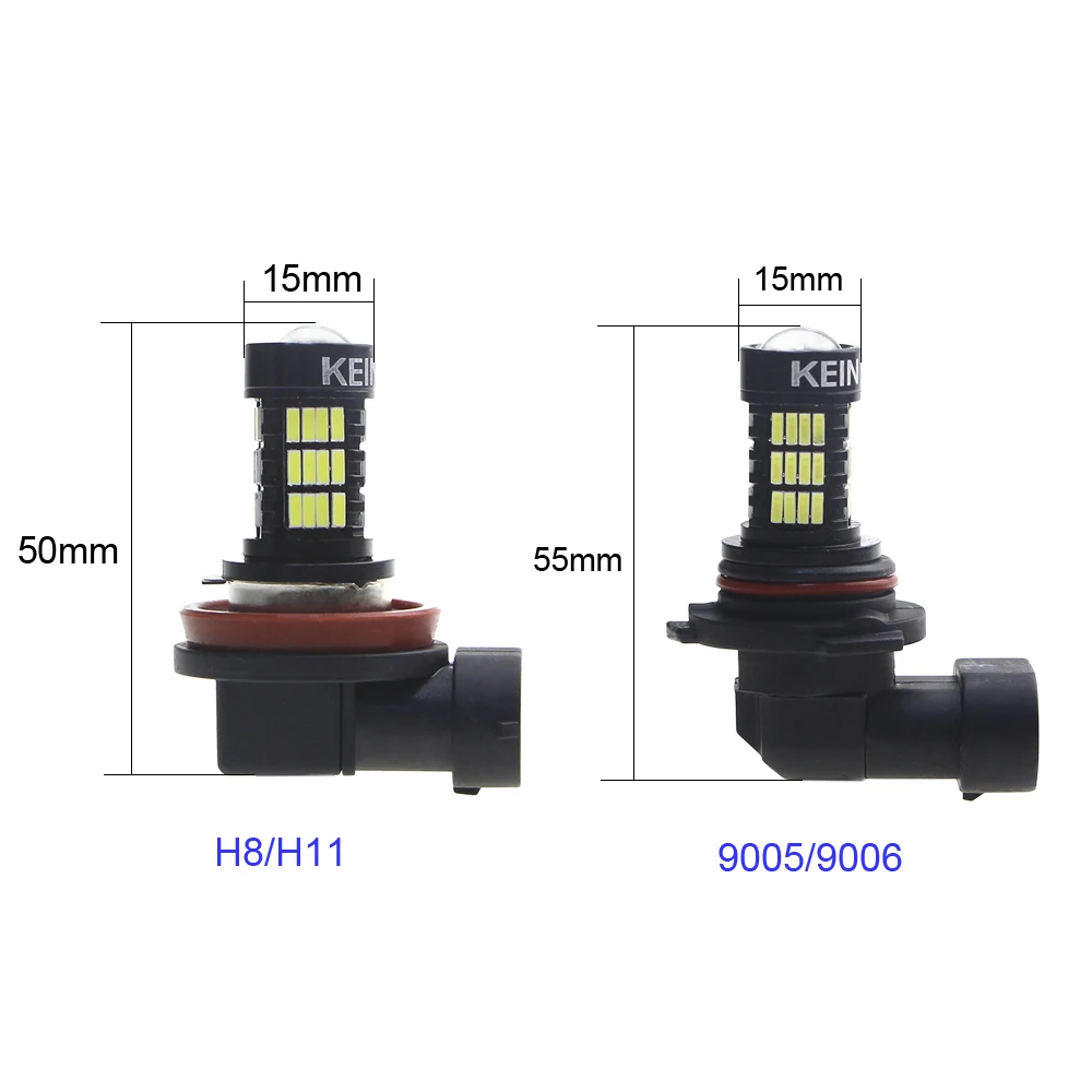 KEIN 2 шт. HB3 HB4 9005 9006 светодиодный H11 H8 Противотуманные фары 54smd 4014 дневные ходовые огни дневного света Авто Внешние автомобильные огни Светодиодные лампы 12 V белого цвета