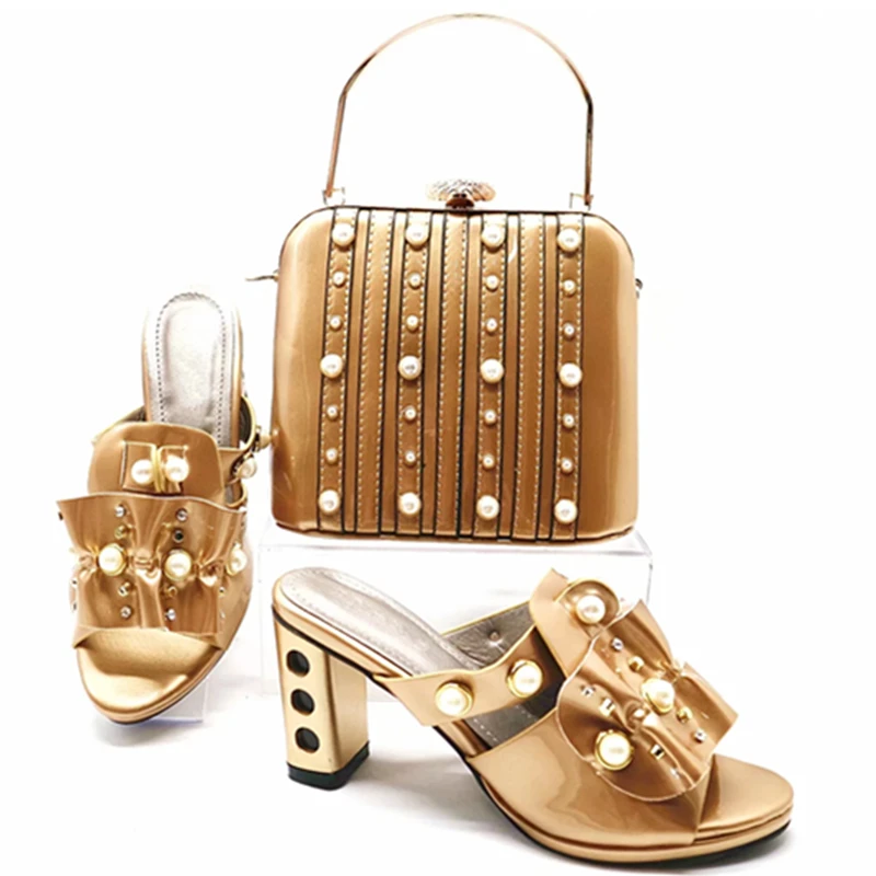 

New Italian Designer Shoes and Bags Matching Set Decorated with Rhinestone Luxury Women Shoes Shoe and Bag for Nigeria Party