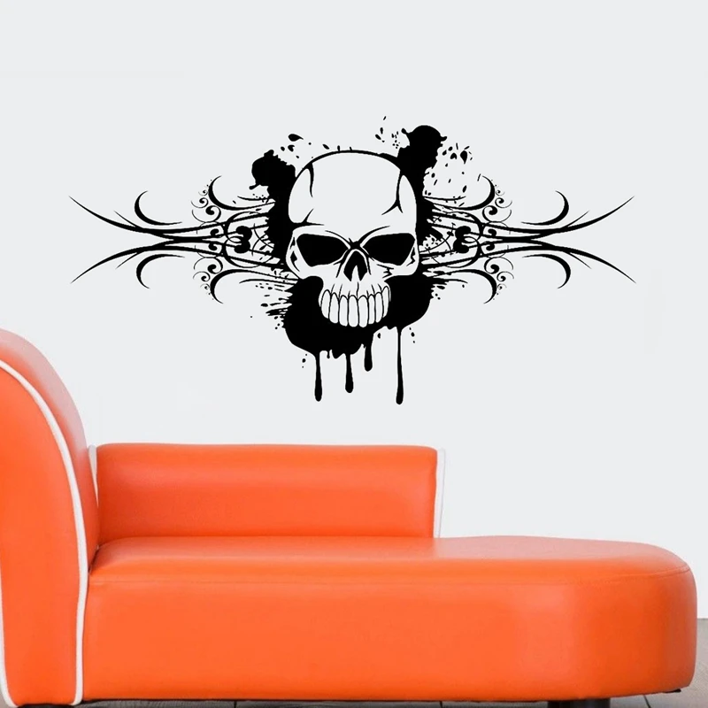 DCTAL Skull Halloween Sticker Punk Death Decal Devil Poster Name Car Window Art Wall Decals Parede Decor Mural