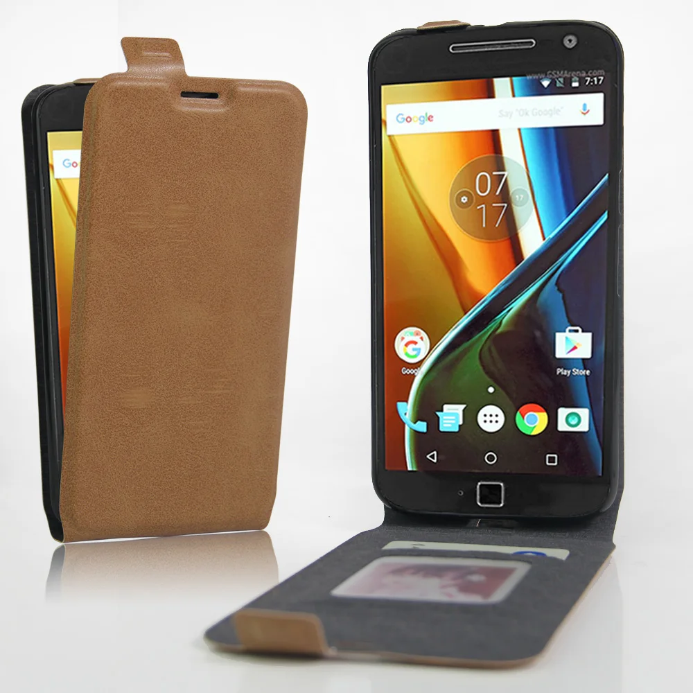 

Case Leather Flip Up Down Style for Motorola MOTO G4 Plus Cover Credit Card Slot Cases Covers black G4plus 5.5 inch