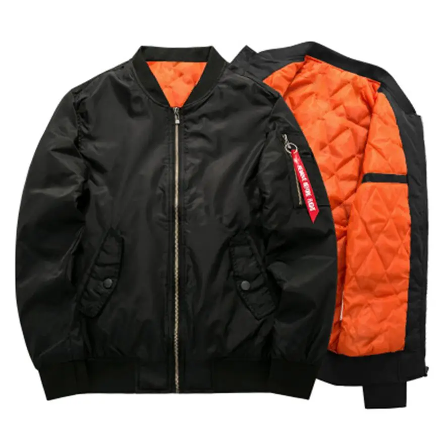 MA-1 Толстая зимняя летная куртка, высокое качество, тактическая куртка-бомбер ВВС, военная стеганая воздушная летная армейская куртка - Цвет: Black