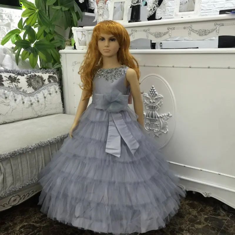 

2-10 Years Kids Evening Gown Tutu Ankle-Length Girl party Dress Lace Appliques Prom Gowns Cheap Kids Formal Dress Taffeta 5205D