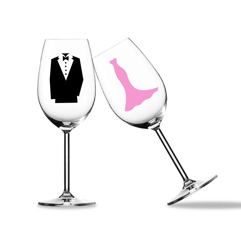 

3pcs/Set Champagne Wine Glass Vinyl Decal Stickers For Wedding / Party Decoration , Ladies And Gentlemen Sign Decal Sticker