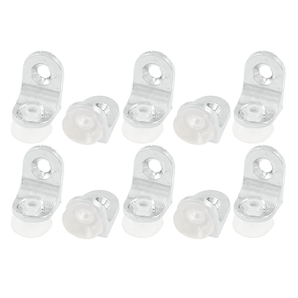 10Pcs Silver Tone Suction Cup Base Metal Plate Glass Shelf ...