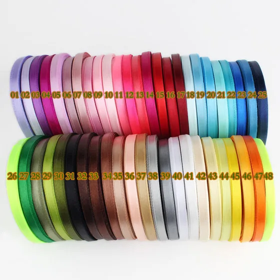 1/4"(6mm) single face satin ribbon,25yards/roll.500yard /lot 52 colors for chosen belt gift packing and craft diy