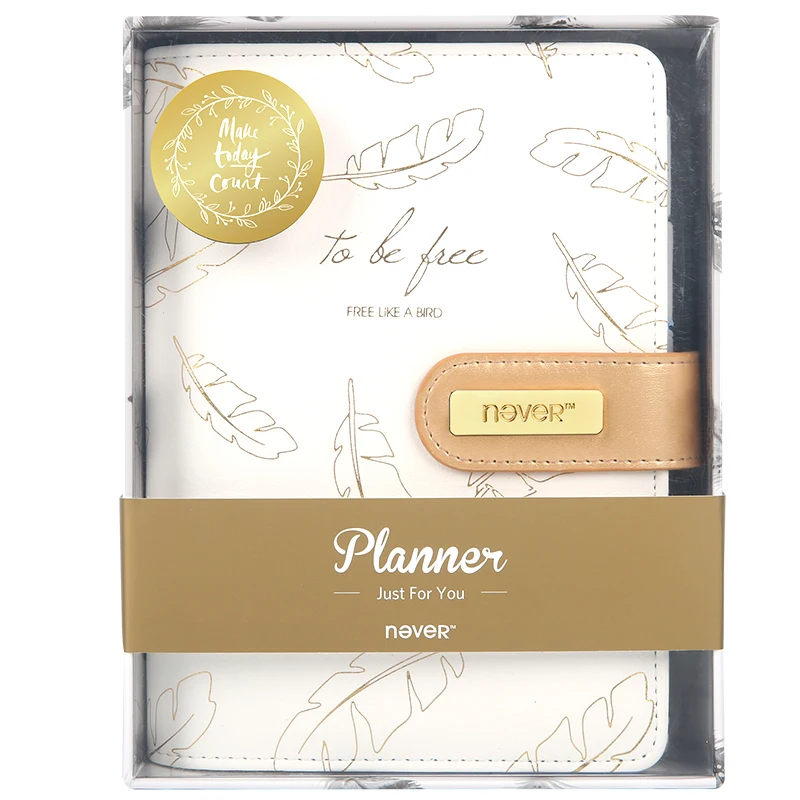 Pluma de Oro estampado libro de mano hoja suelta cuaderno caja de regalo cuaderno DIY Plan Agenda planificador organizador de citas libro Filofax