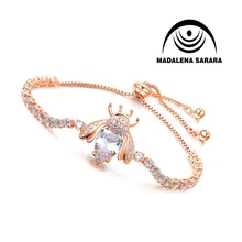 MADALENA SARARA AAA CZ Циркон инкрустированный девушка браслет в виде цепочки легко открыть простой и модный стиль Серебряный и Золотой тон опционально