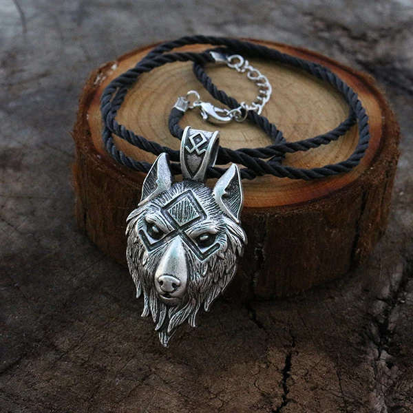 Викинг-волк голова норвежский Кулон символ волка мужчины ожерелье древние серебряные ювелирные изделия