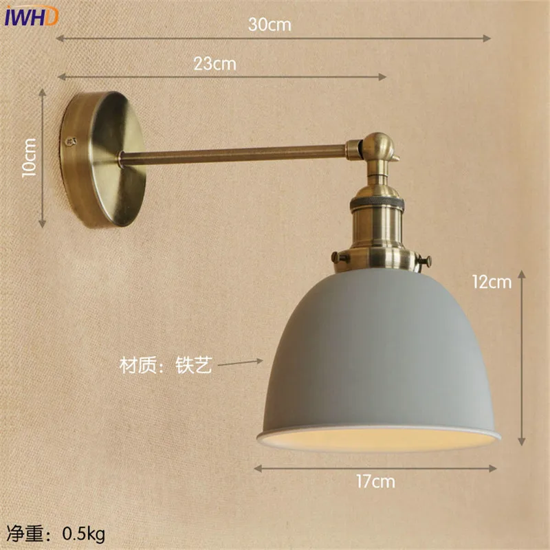 Online IWHD Messing Grau Edison LED Wand Lampe Neben Wandlampen E27 4W Treppen Licht Vintage Arm Wandleuchter Applique Murale leuchte