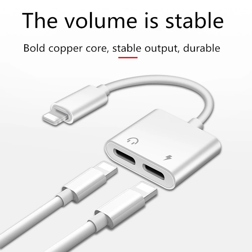 

2 in 1 For lightning Double Jack Earphone Charging Cable for iPhone 7 8 Plus X XS XR Max Splitter Dual Headphone Audio Charge