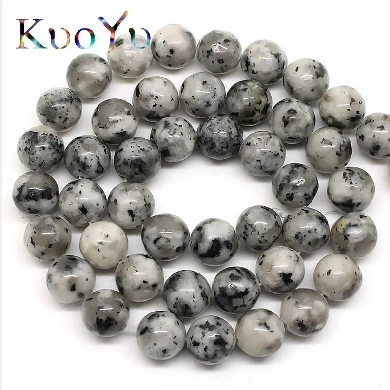 

Natural Black White Spot Stone Jaspers Beads Round Loose Beads For Jewelry Making Strand 15" Inches 6/8/10mm Fit Diy Bracelets