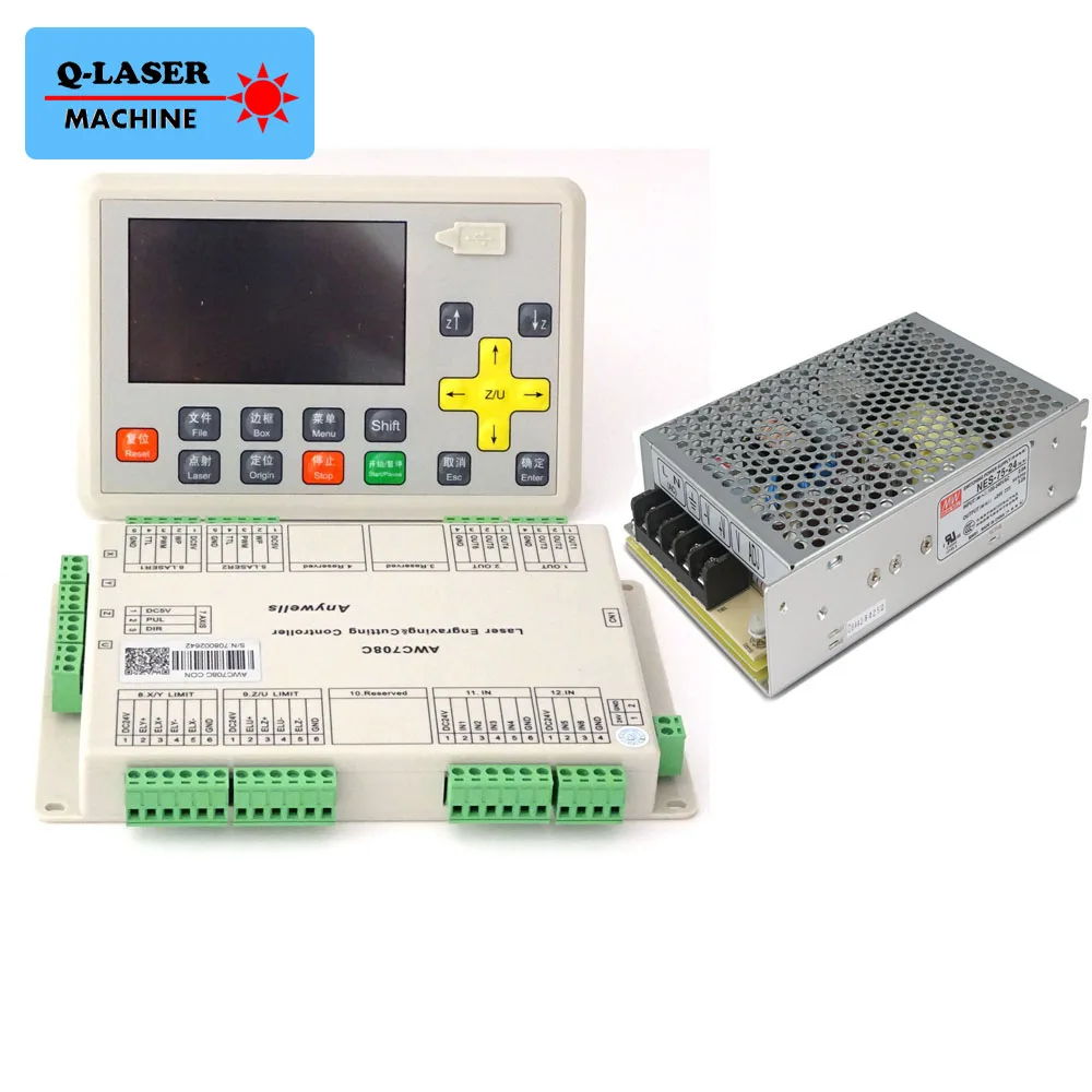 

AWC708C LITE Co2 Laser DSP Controller Meanwell 24V 3.2A 75W Switching Power Supply Instead laser controller awc608