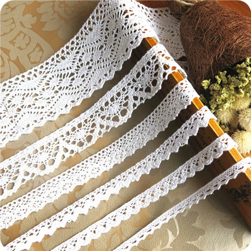 5 Meter/roll White Lace Trim Cotton Embroidered Lace Ribbon Crochet Lace Fabric DIY Handmade Craft Clothes Sewing Accessories