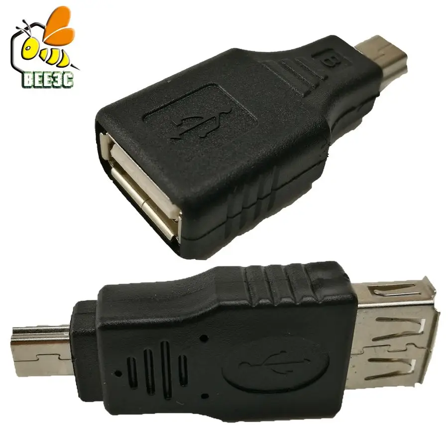 Черный USB Женский к Mini 5Pin Мужской адаптер 500 шт