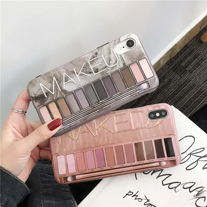 

JIBAN Makeup Eyeshadow Palette Phone Case For Iphone XS Max XR XS for Iphone 6s 6plus 7 8 Plus Case Cartoon Soft Silicone Cover