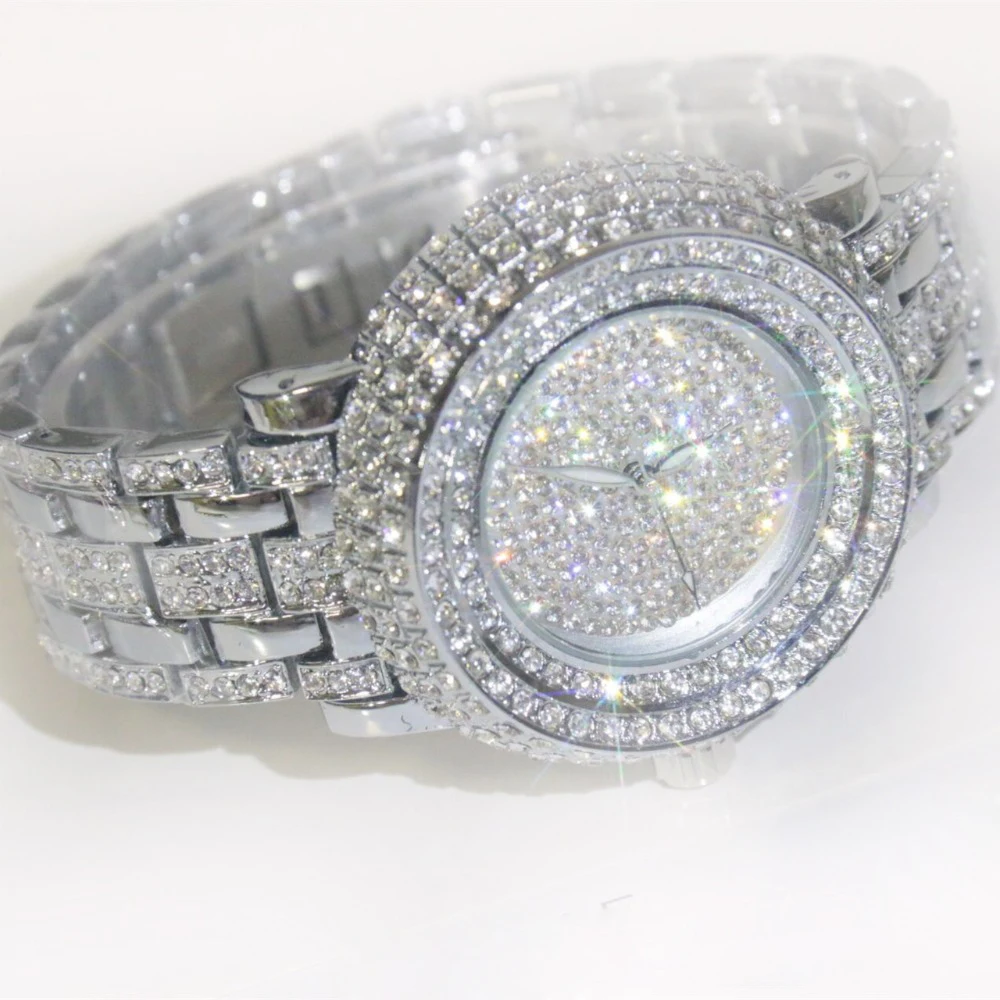 

2019 Luxury Crystal watch stainless steel strap Quartz Watch Rhinestone Women Watches Clock female Ladies Dress Wristwatch