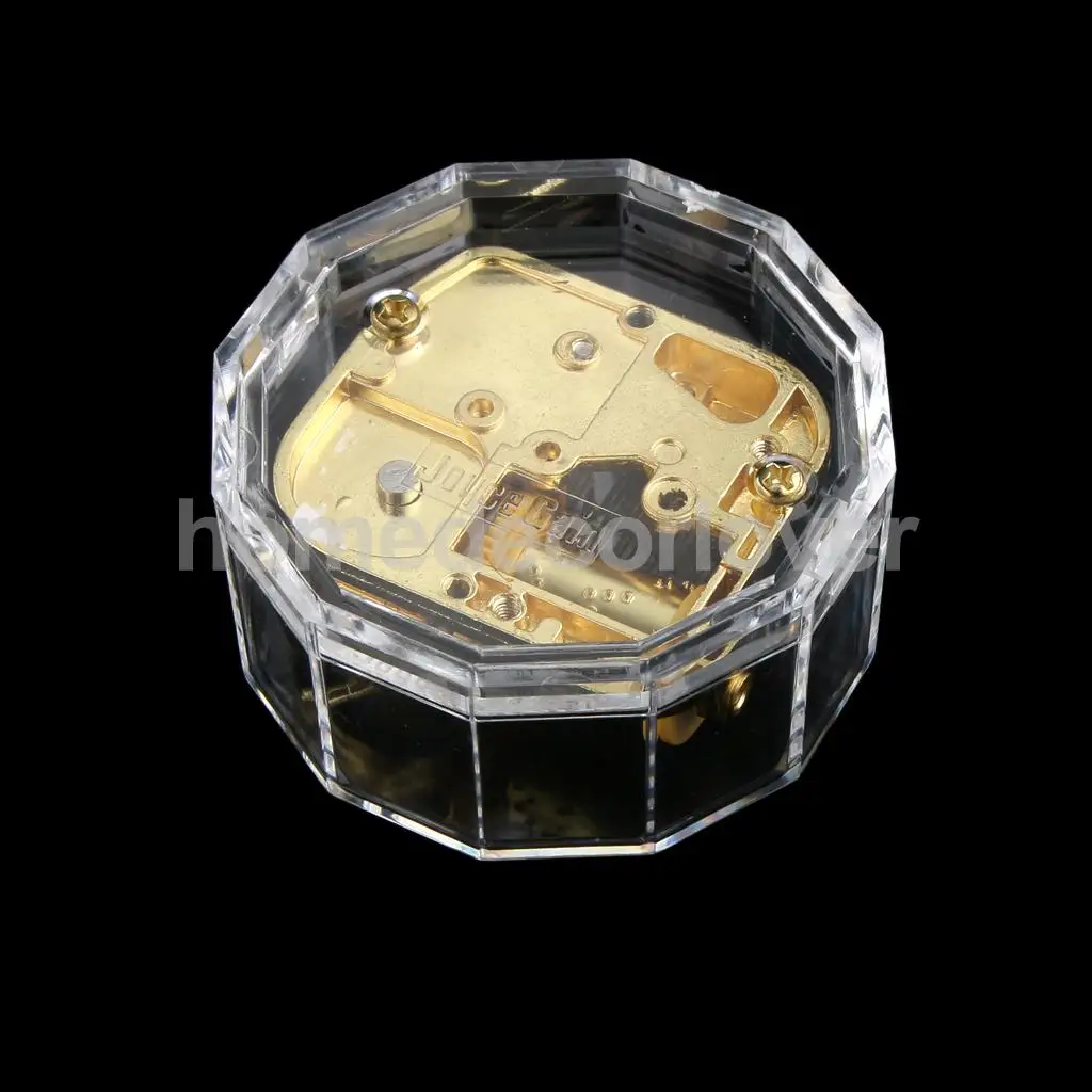 Acrylic Dodecagon Shape Clockwork Music Box Melody Play Box Kids Christmas Gift