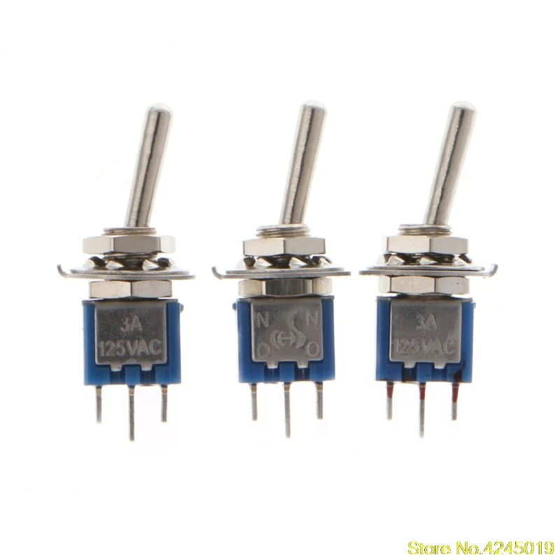 

High quality 10 Pcs AC 250V/1.5A 125V/3A SPDT 3-Pin On/On 2 Position Mini Toggle Switch Blue New