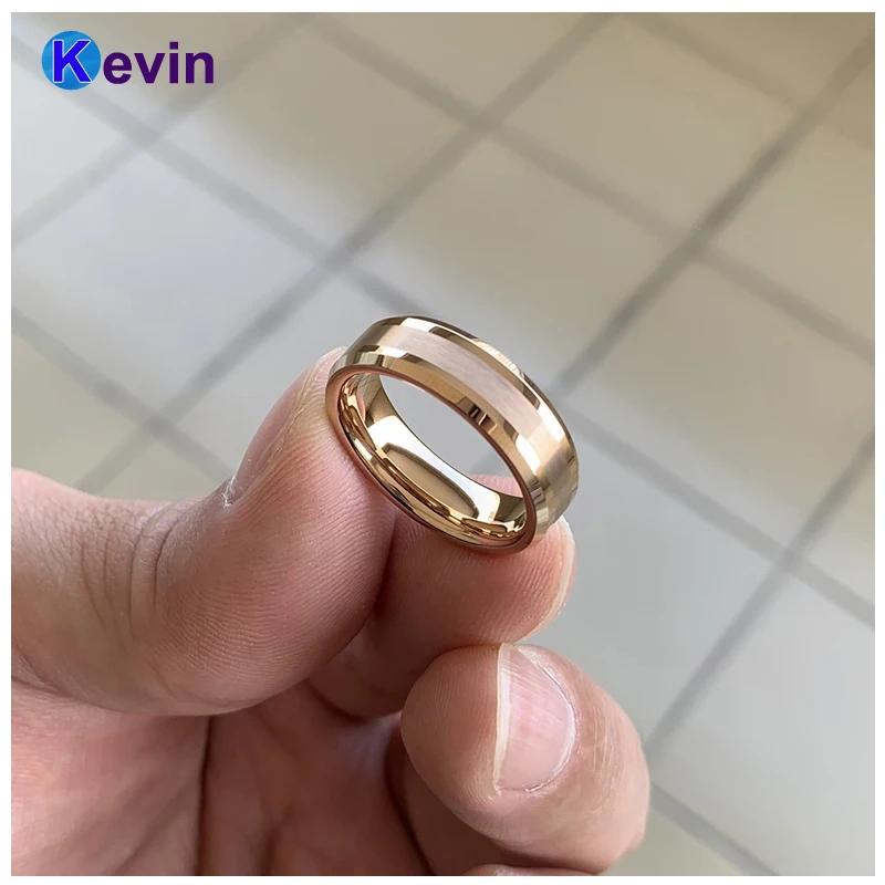 6 мм розовое золото обручальное кольцо для мужчин и женщин вольфрамовое ...
