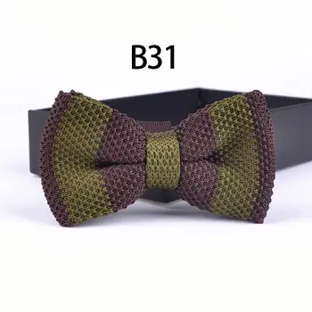 

NEW arrival fashion Knitted bowtie party wedding Knitting bow ties for gentlemen brown with green stripe
