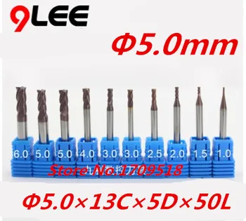 

2pc 4F-5*13*5*50,HRC50, 4mm carbide end mills,Carbide Square Flatted End Mill,4 flute,coating