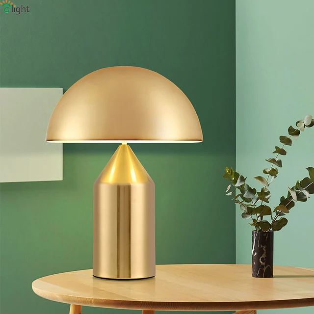 Modern Mushroom Led Table Lamp Lustre Gold Metal Bedroom Led Table Lights Living Room Led Table