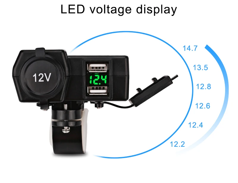 12 В мотоциклетное зарядное устройство светодиодный вольтметр мотоциклетный прикуриватель двойной USB разъем для Harley для Suzuki для Yamaha зарядное устройство для телефона
