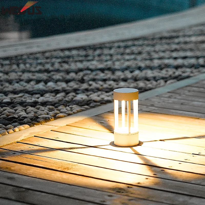 (WECUS) Outdoor waterproof wall pillar lamp, modern villa courtyard garden lawn lamp, LED door column lamp