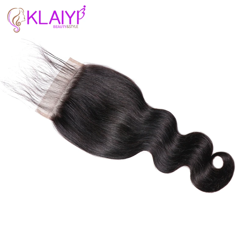 KLAIYI бразильские волосы remy, 5*5, свободная часть, натуральный черный цвет, человеческие волосы, волнистые волосы на шнуровке