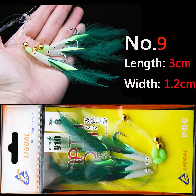 JYJ 3 hook/Set Luminous fish head Fishing Lure Single Hook Tack
