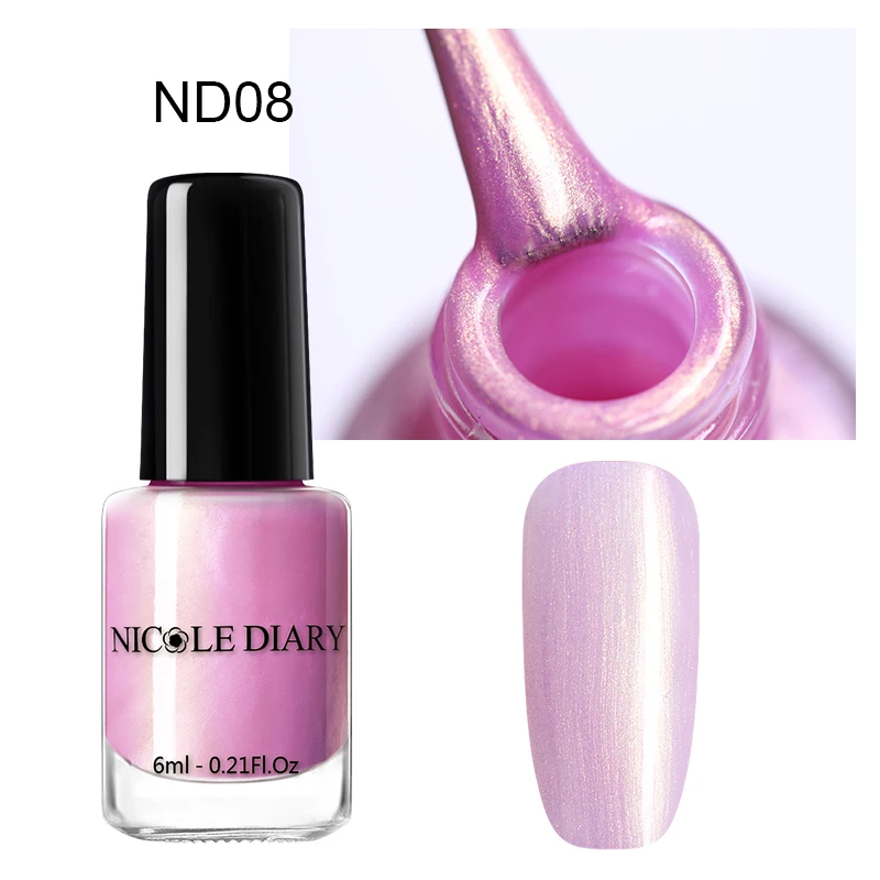 NICOLE DIARY 73 Colors Nail Polish Red Gray Glitter Pearl Nail Art Varnish Water-based Manicure Nail Art Lacquer 6ml - Цвет: Pearl Rainbow 08