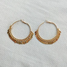 4,6 см модные серьги-кольца с разноцветными ромбовидными кисточками для женщин в стиле хип-хоп, золотые серьги из сплава с большими круглыми кольцами, популярные ювелирные изделия